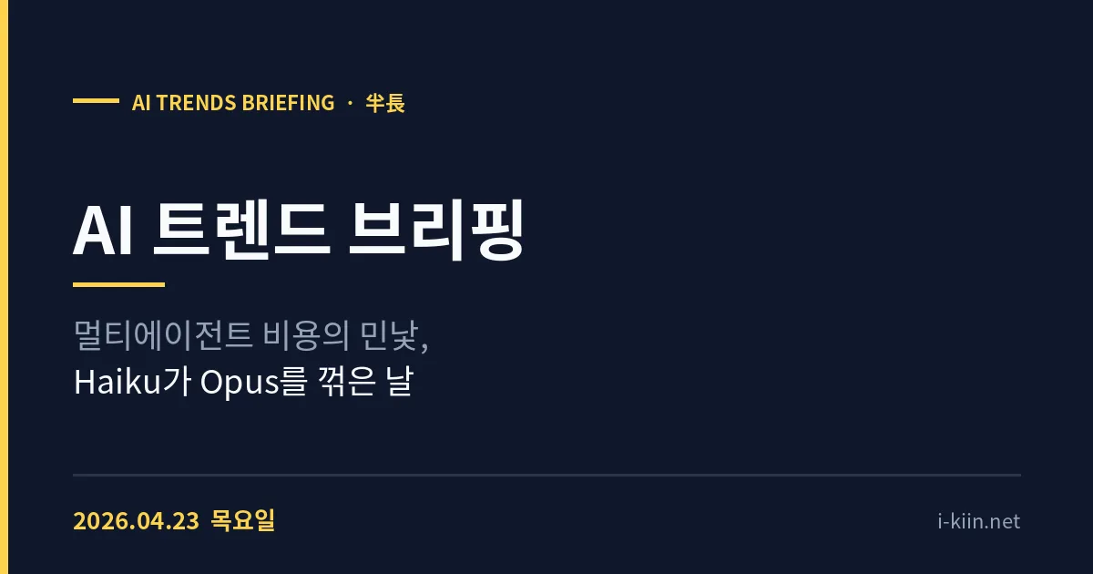 Haiku 4.5가 Opus 4.7을 꺾었다 – 멀티에이전트는 순차보다 73~124% 비쌌다