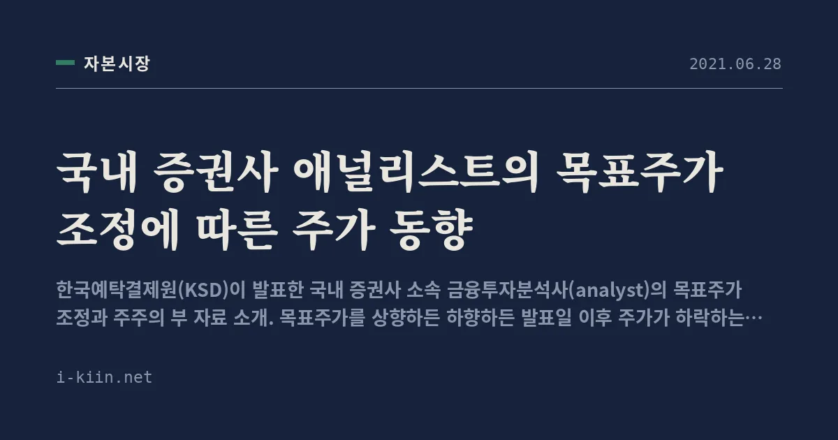 국내 증권사 애널리스트의 목표주가 조정에 따른 주가 동향