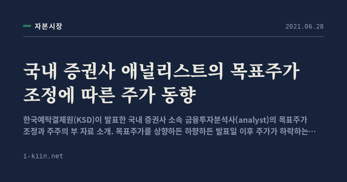 국내 증권사 애널리스트의 목표주가 조정에 따른 주가 동향