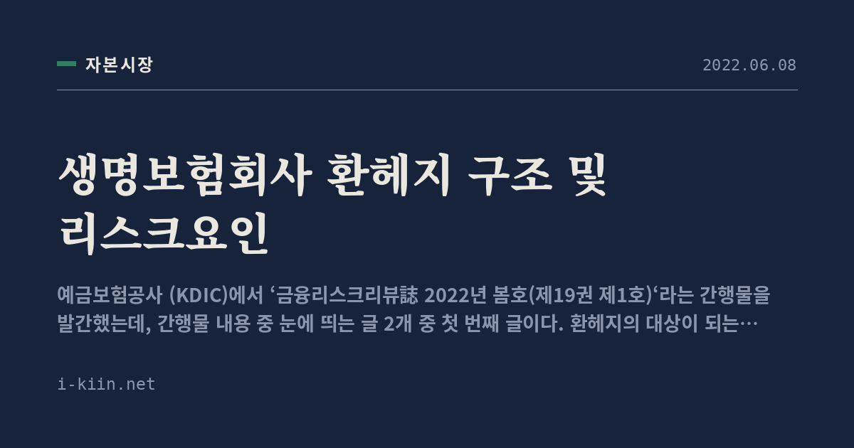 생명보험회사 환헤지 구조 및 리스크요인