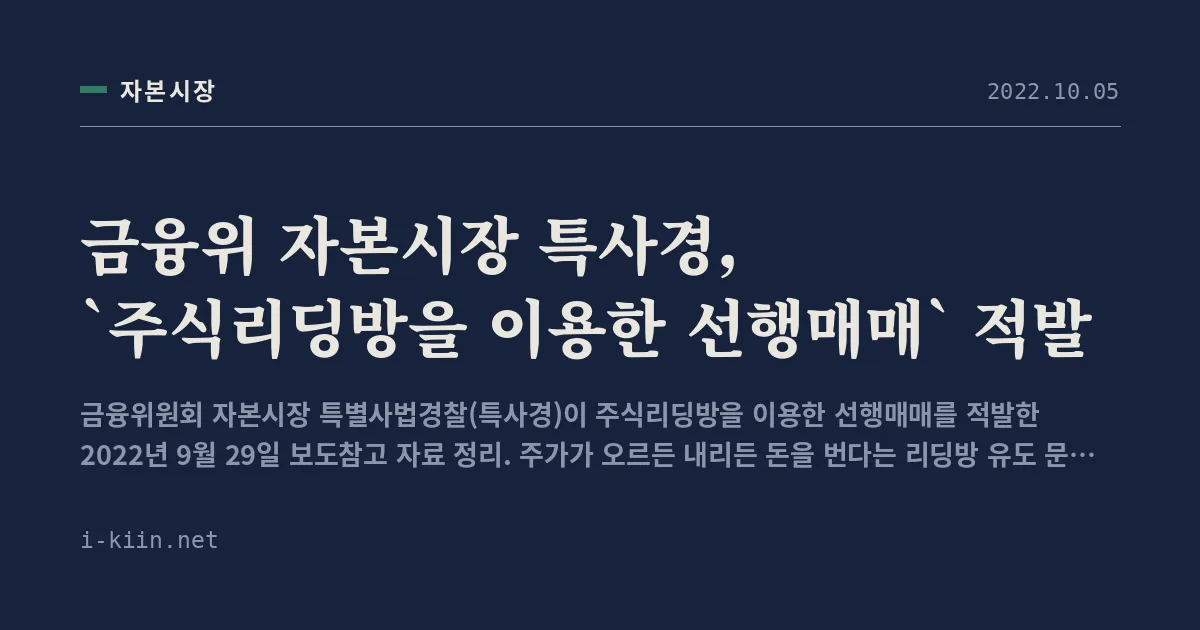 금융위 자본시장 특사경, `주식리딩방을 이용한 선행매매` 적발