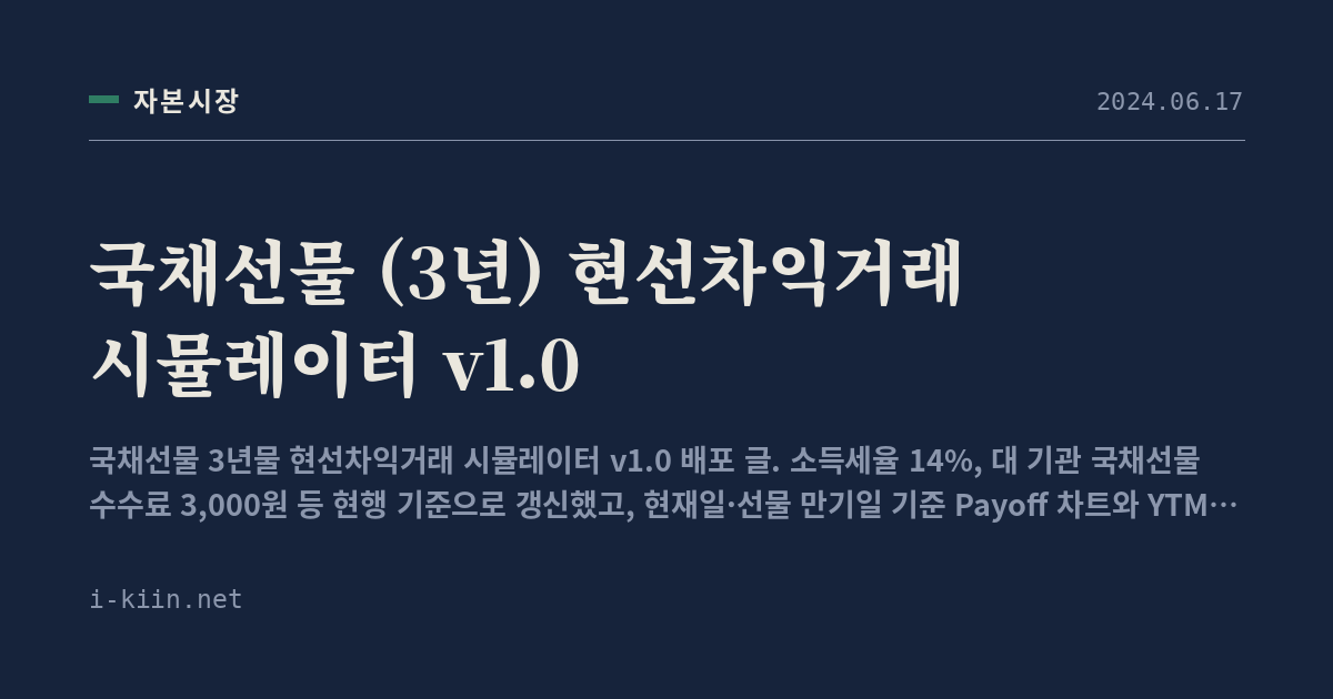 국채선물 (3년) 현선차익거래 시뮬레이터 v1.0