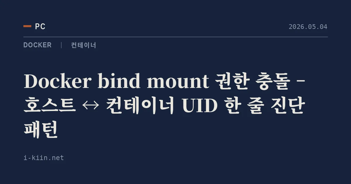 Docker bind mount 권한 충돌 – 호스트 ↔ 컨테이너 UID 한 줄 진단 패턴