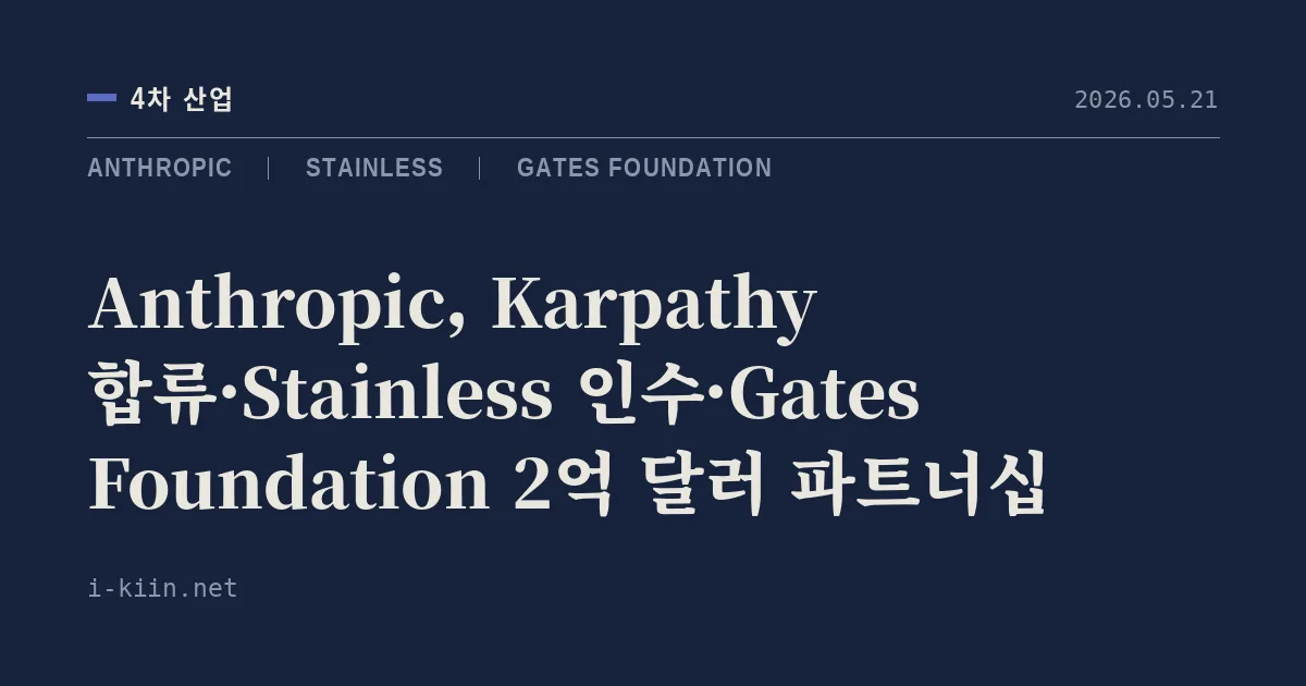 Anthropic, Karpathy 합류·Stainless 인수·Gates Foundation 2억 달러 파트너십