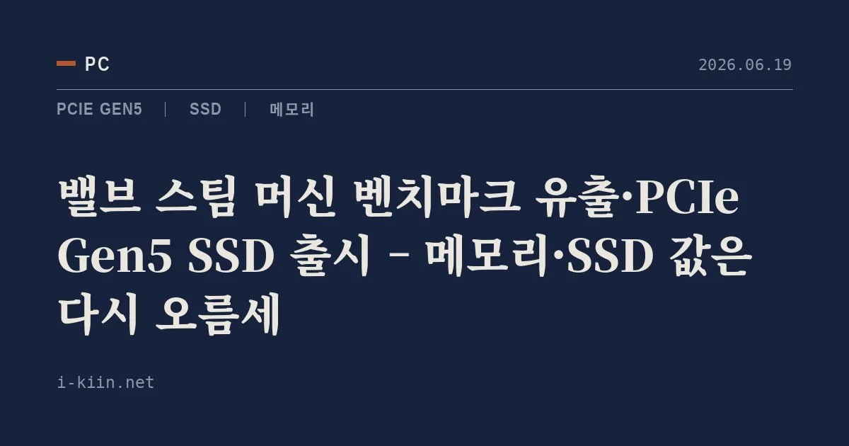 밸브 스팀 머신 벤치마크 유출·PCIe Gen5 SSD 출시 – 메모리·SSD 값은 다시 오름세