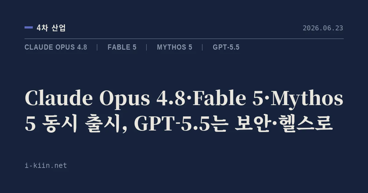 Claude Opus 4.8·Fable 5·Mythos 5 동시 출시, GPT-5.5는 보안·헬스로
