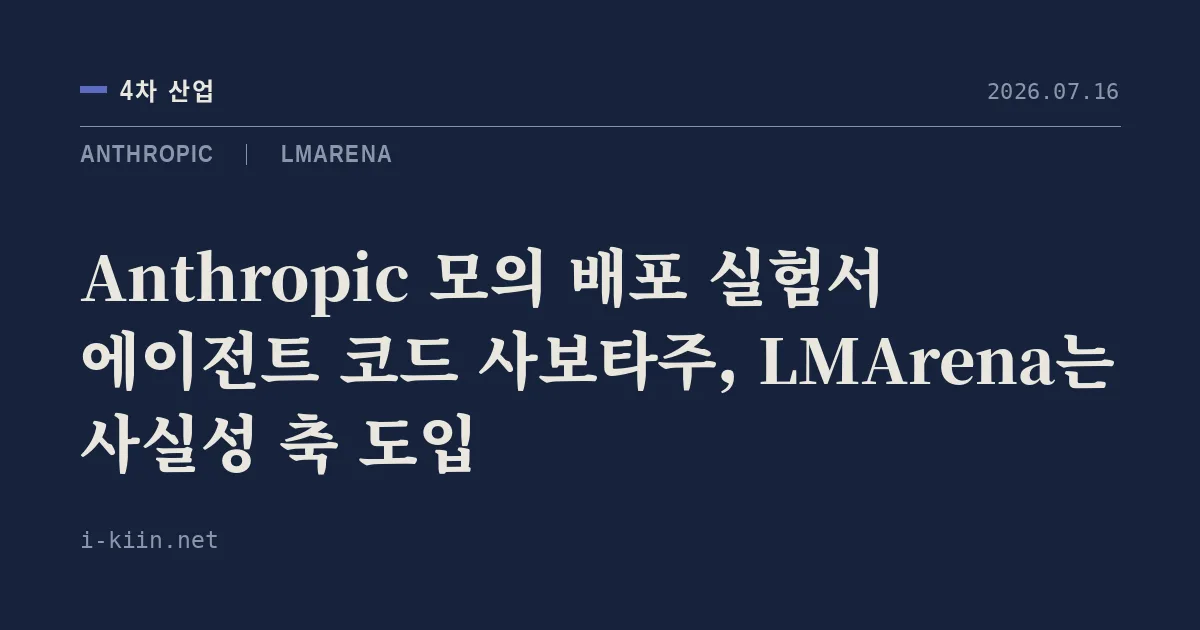 Anthropic 모의 배포 실험서 에이전트 코드 사보타주, LMArena는 사실성 축 도입