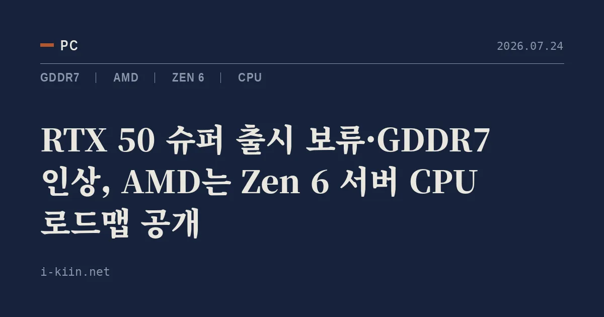 RTX 50 슈퍼 출시 보류·GDDR7 인상, AMD는 Zen 6 서버 CPU 로드맵 공개