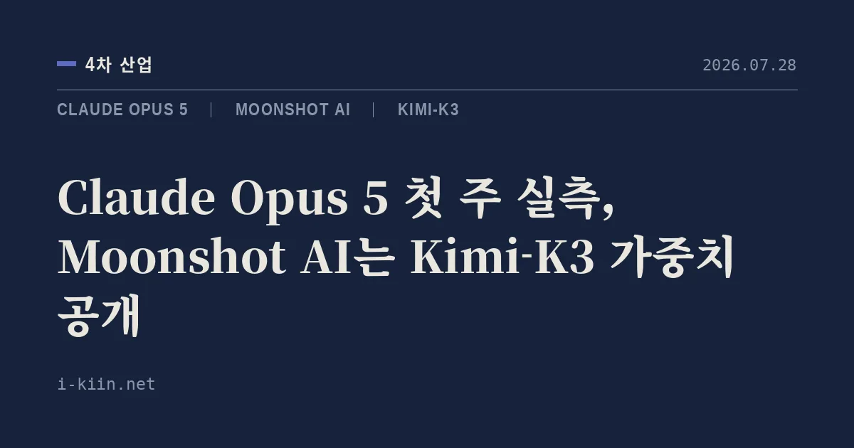 Claude Opus 5 첫 주 실측, Moonshot AI는 Kimi-K3 가중치 공개