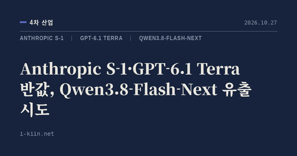 Anthropic S-1·GPT-6.1 Terra 반값, Qwen3.8-Flash-Next 유출 시도